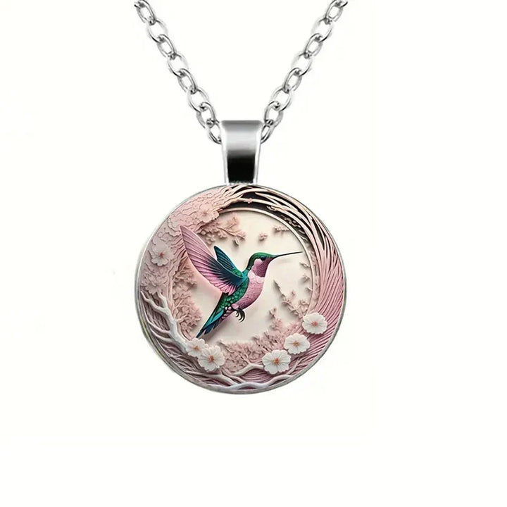 Collier Pendentif en Verre de Colibri