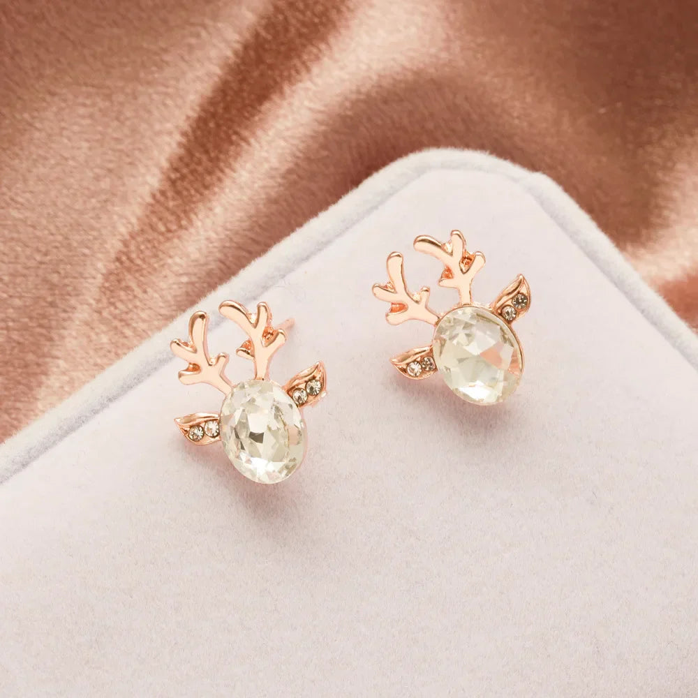 Boucles d'oreilles en cristal en forme de renne festif