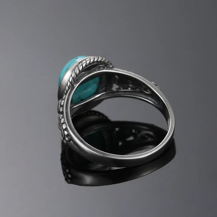 Bague en Argent Ovale Turquoise Intemporelle