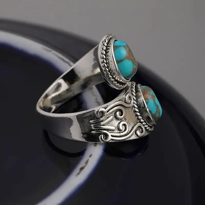 Bague en Croix Vintage Élegante en Turquoise