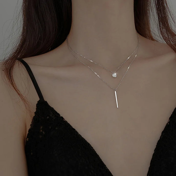 Collier en argent sterling à double couche