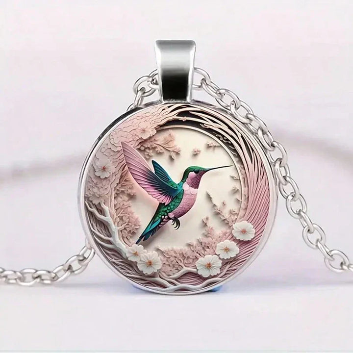 Collier Pendentif en Verre de Colibri