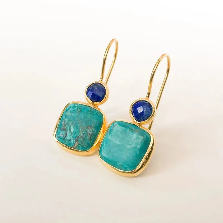 Boucles d'oreilles en turquoise carrées et élégantes