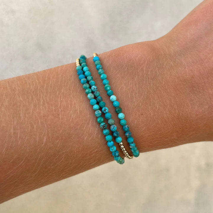 Bracelet en perles de turquoise en or 18K chic