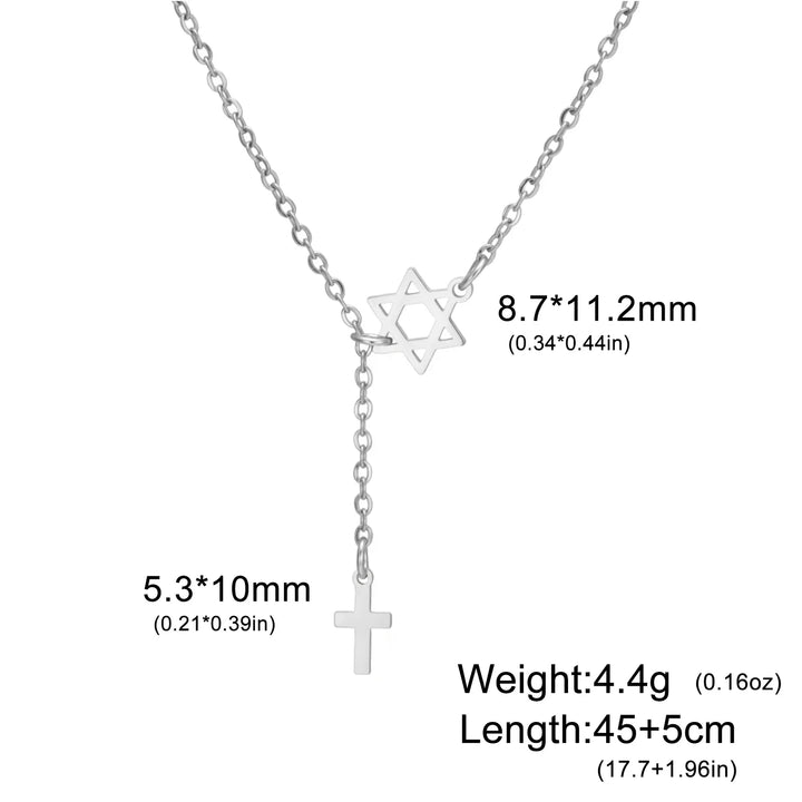 Collier Étoile & Croix en Acier Inoxydable