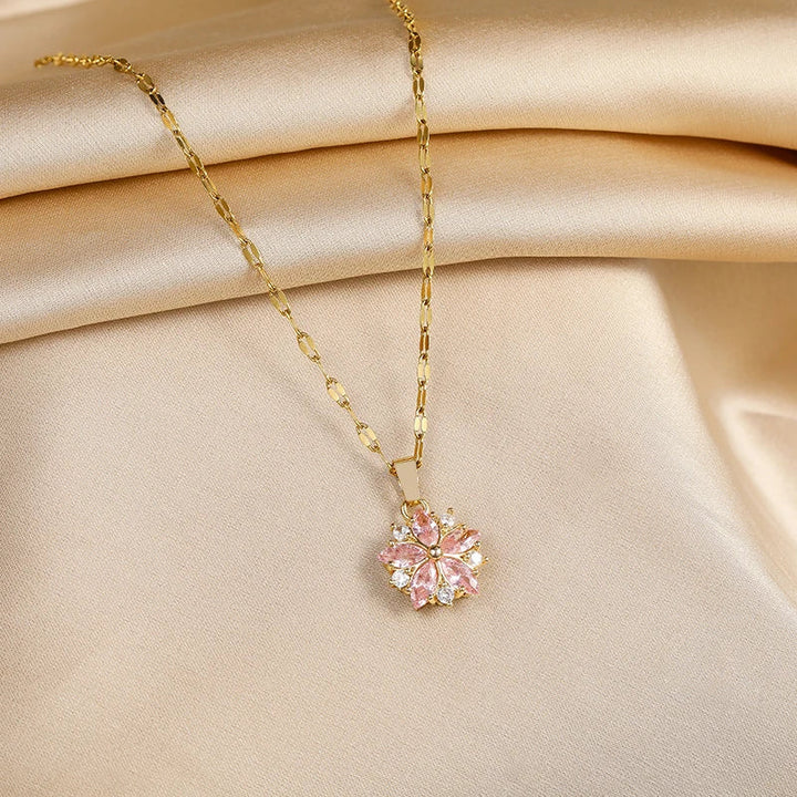 Collier en Acier Inoxydable Sakura Rose Romantique