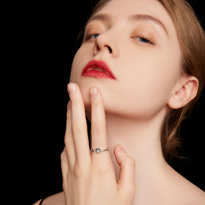 Bague Patte en Argent Sterling 925 – Ajustable avec Zirconia & Émail