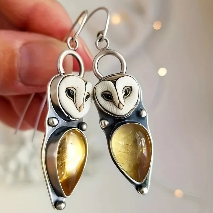 Boucles d'oreilles Boho Owl Drop - Sans nickel pour les oreilles sensibles