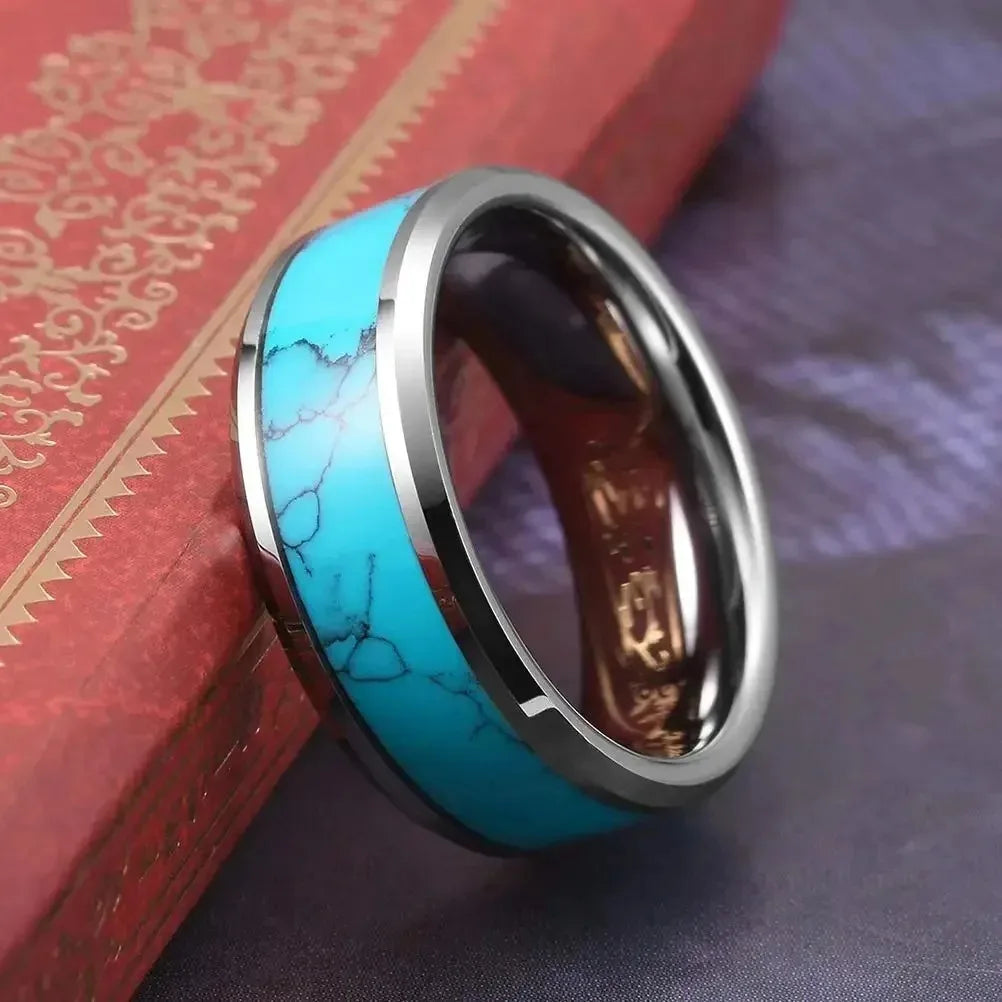 Bague en Acier Inoxydable Sophistiquée avec Turquoise