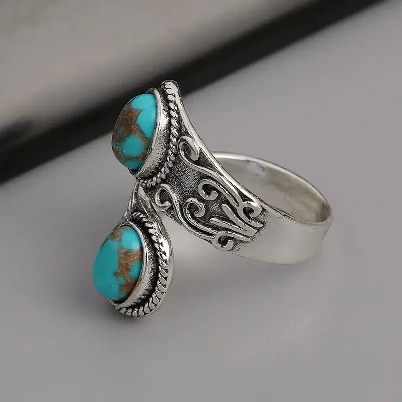 Bague en Croix Vintage Élegante en Turquoise