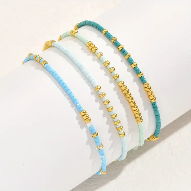 Ensemble de Bracelets en Perles Turquoise Chic Bohémien