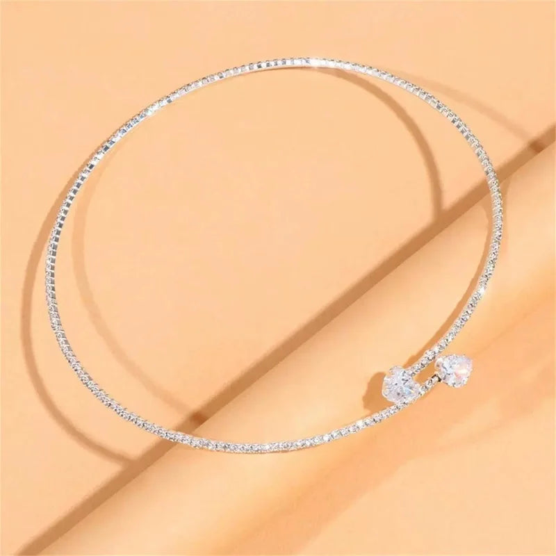 Collier Choker Cœur en Cristal