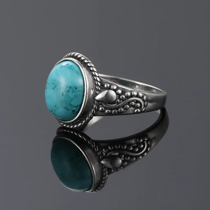 Bague en Argent Ovale Turquoise Intemporelle