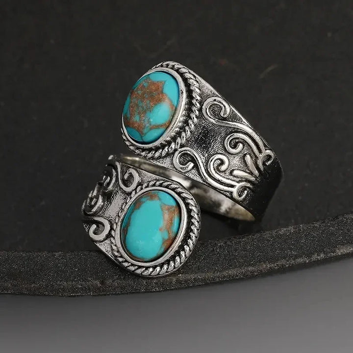Bague en Croix Vintage Élegante en Turquoise