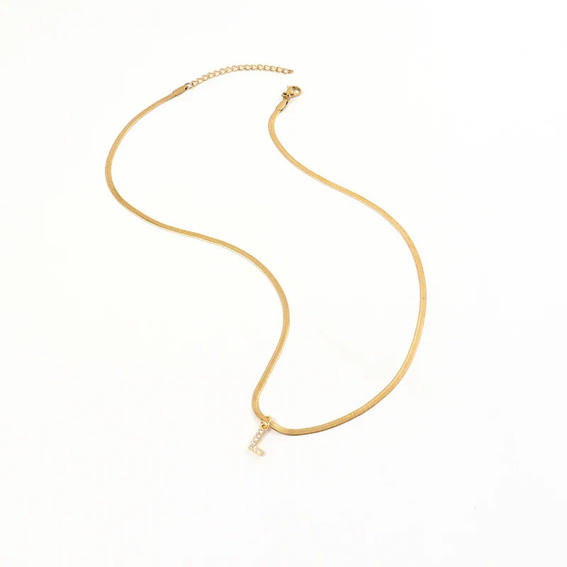 Collier Herringbone Initiale en Diamant Melly®