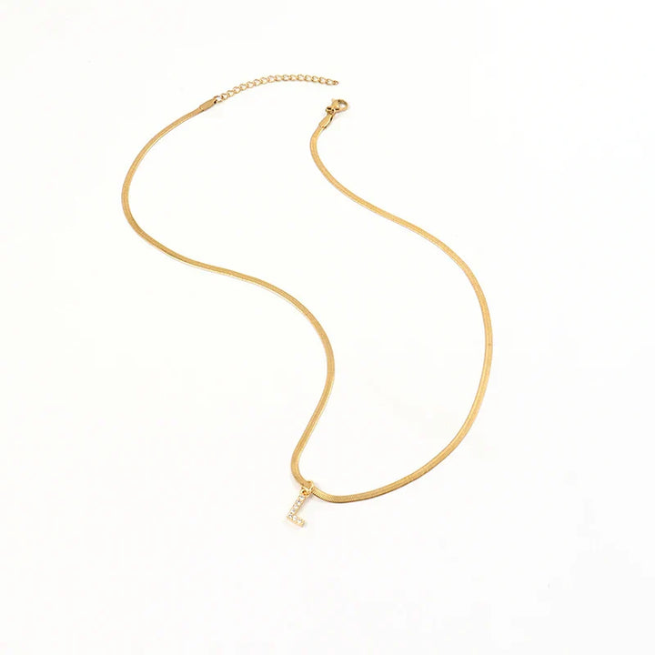 Collier Herringbone Initiale en Diamant Melly®