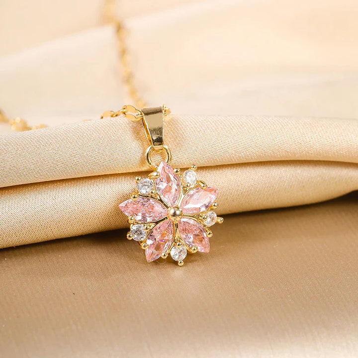 Collier en Acier Inoxydable Sakura Rose Romantique