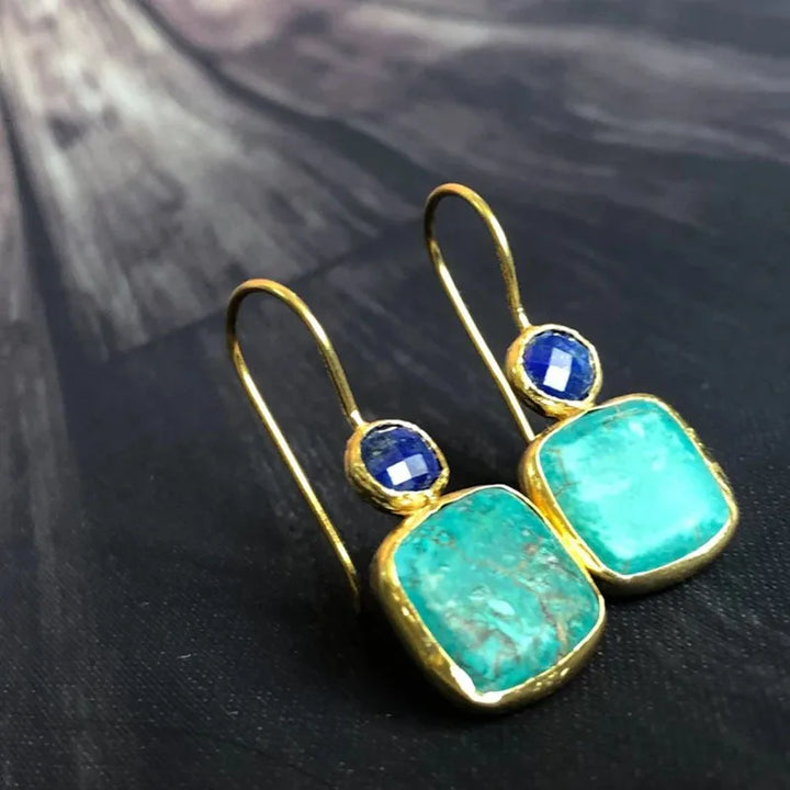 Boucles d'oreilles en turquoise carrées et élégantes