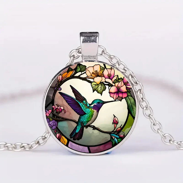Collier Pendentif en Verre de Colibri