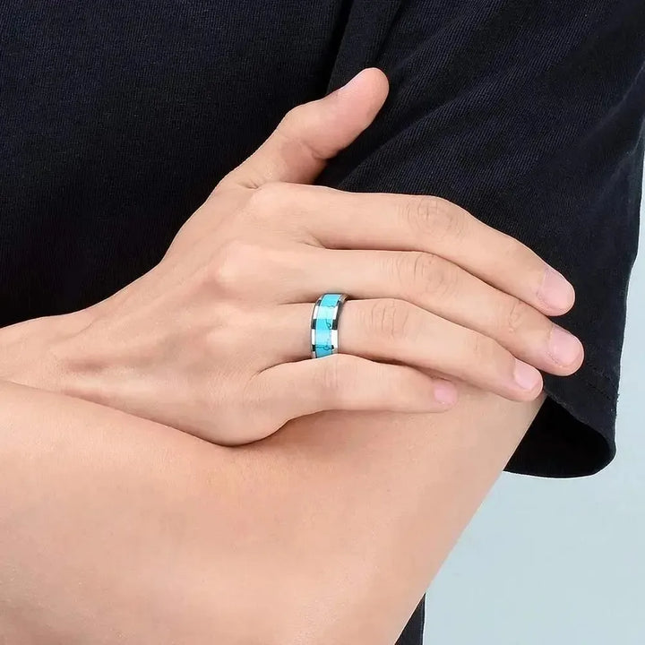 Bague en Acier Inoxydable Sophistiquée avec Turquoise