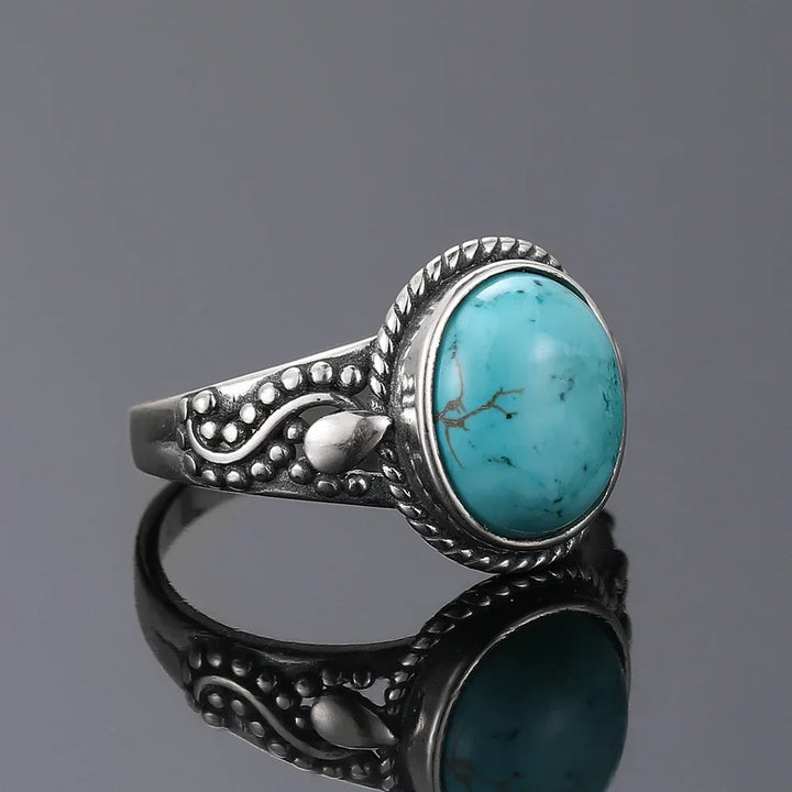 Bague en Argent Ovale Turquoise Intemporelle