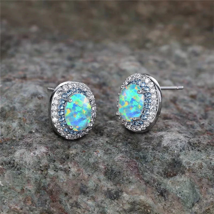 Boucles d'oreilles à clou rond en pierre turquoise antique