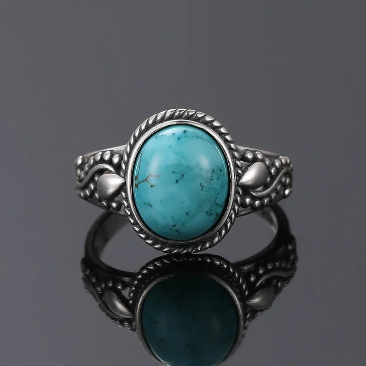 Bague en Argent Ovale Turquoise Intemporelle