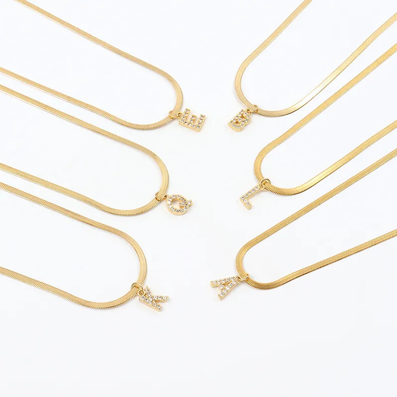 Collier Herringbone Initiale en Diamant Melly®