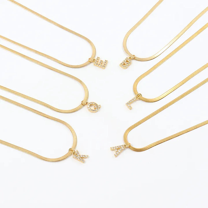 Collier Herringbone Initiale en Diamant Melly®