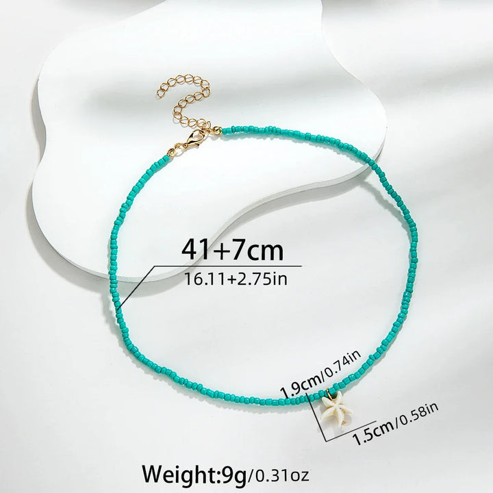 Collier Étoile de Mer Turquoise Chic Bohémien