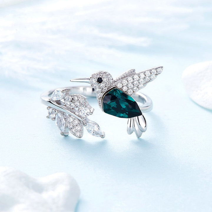 Bague Ajustable Hummingbird Sparkle avec Diamant en Strass