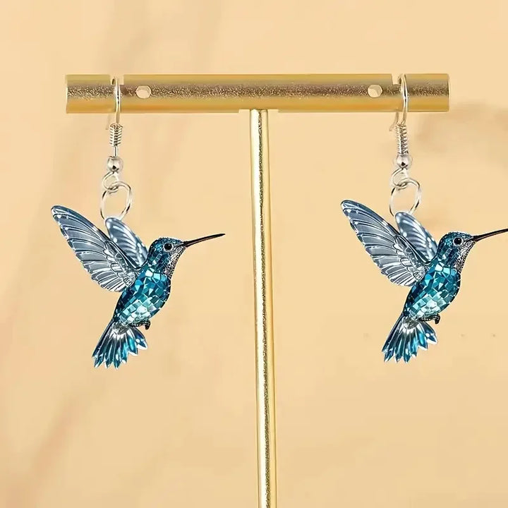 Boucles d'oreilles Colibri en Cristal Bleu