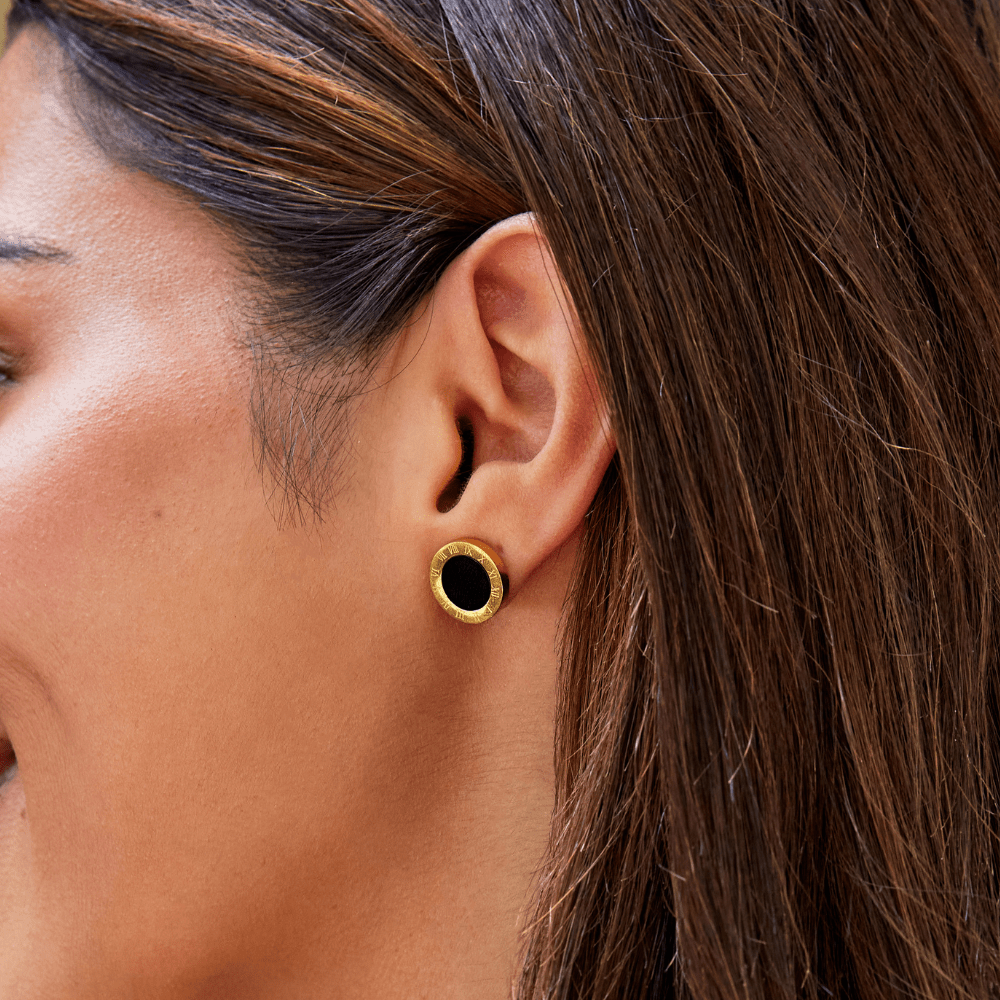 Boucles d'oreilles Azalea Schwarze Knopf Stecker