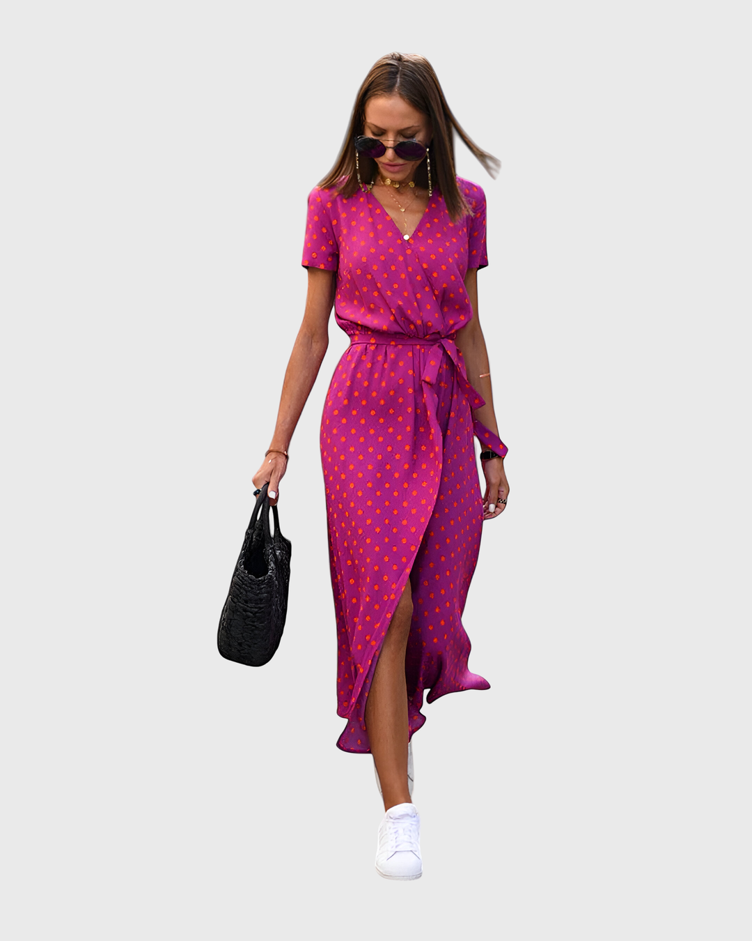Yareli | Midi Wrap Dress with Vibrant Flowers