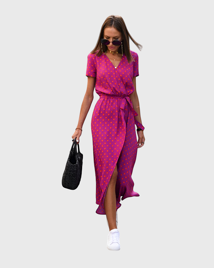 Yareli | Midi Wrap Dress with Vibrant Flowers