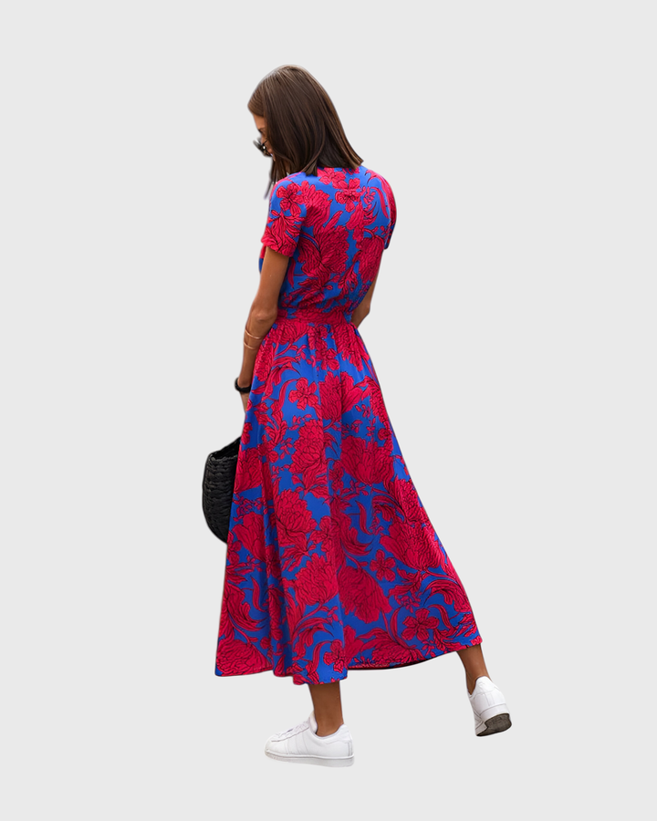 Yareli | Midi Wrap Dress with Vibrant Flowers