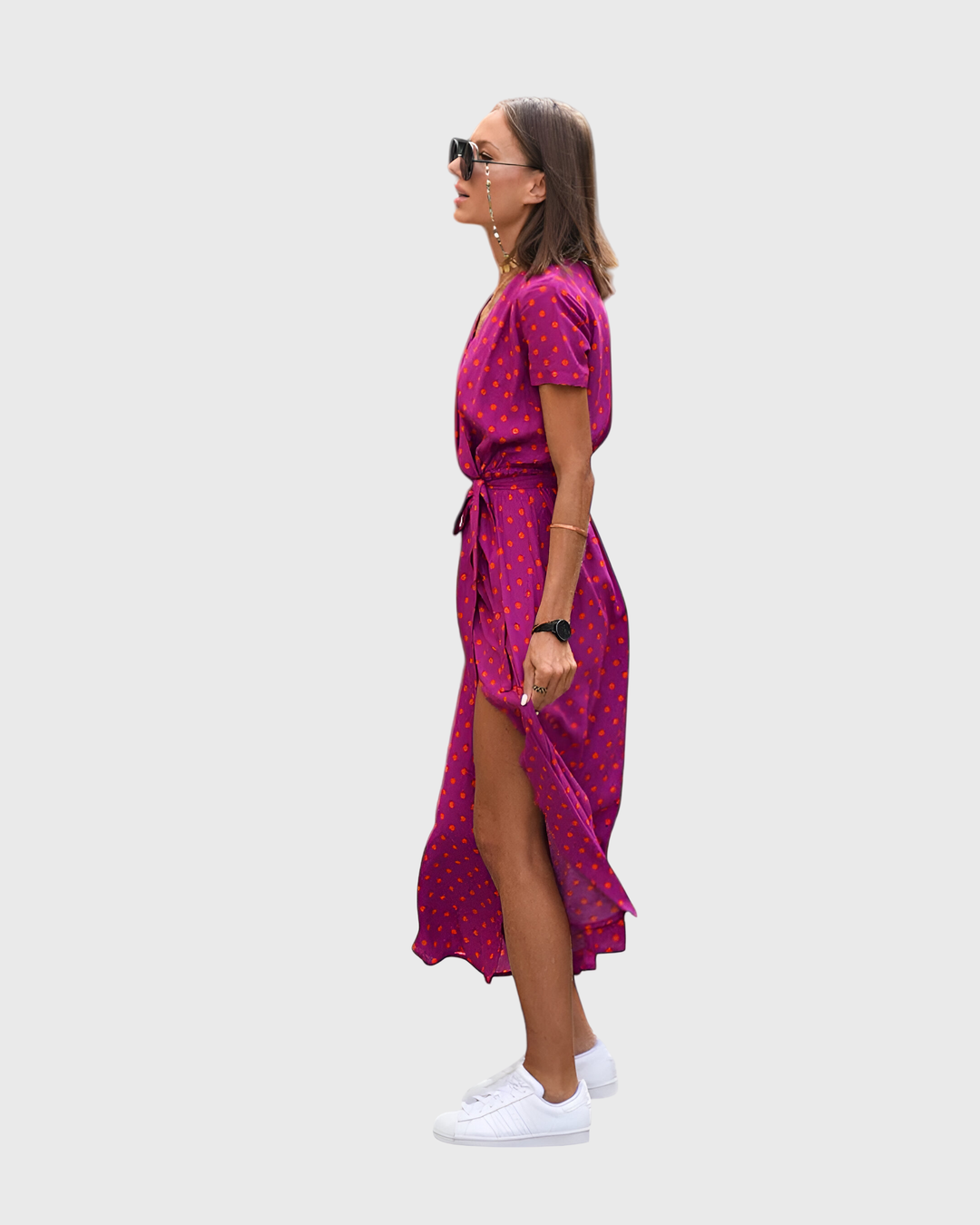Yareli | Midi Wrap Dress with Vibrant Flowers