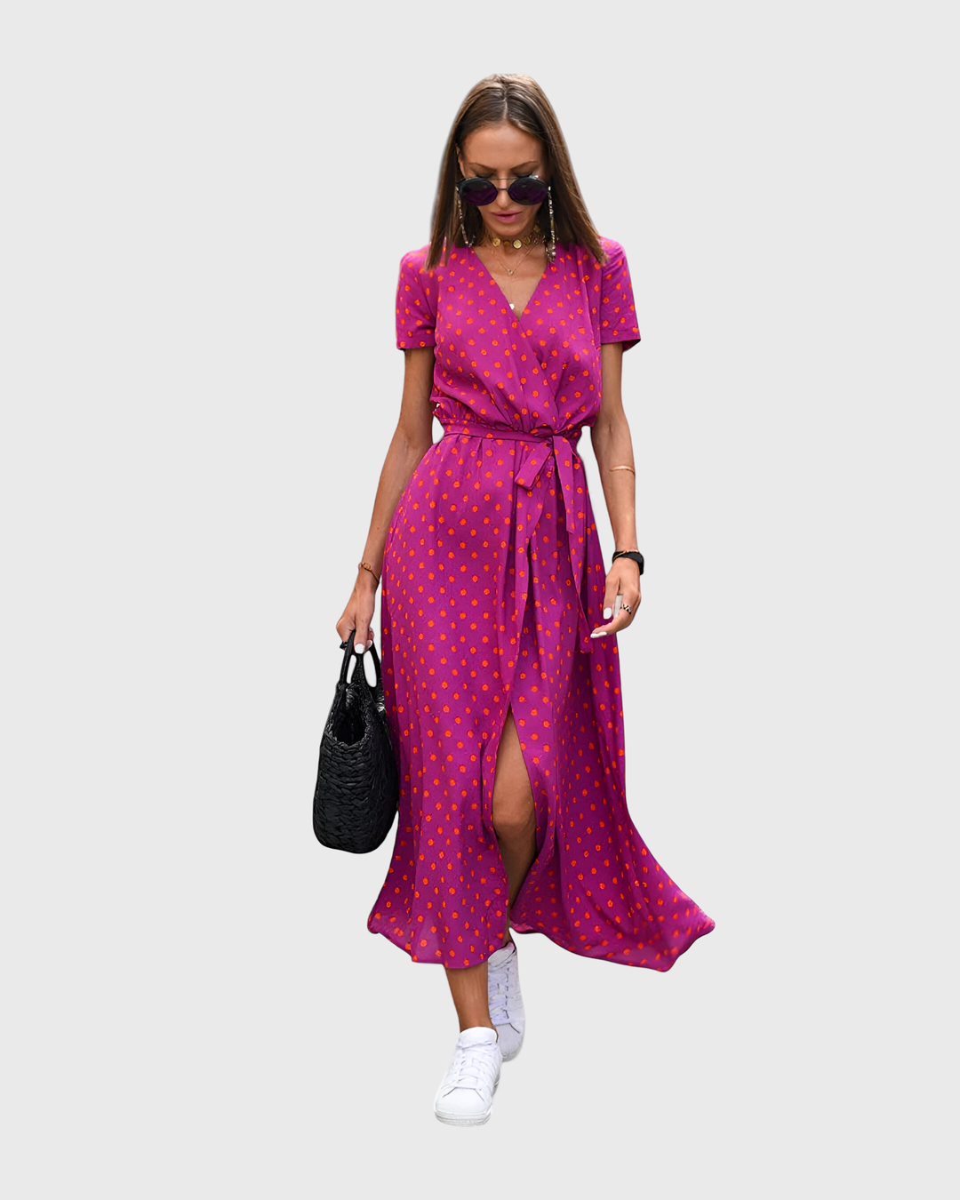 Yareli | Midi Wrap Dress with Vibrant Flowers
