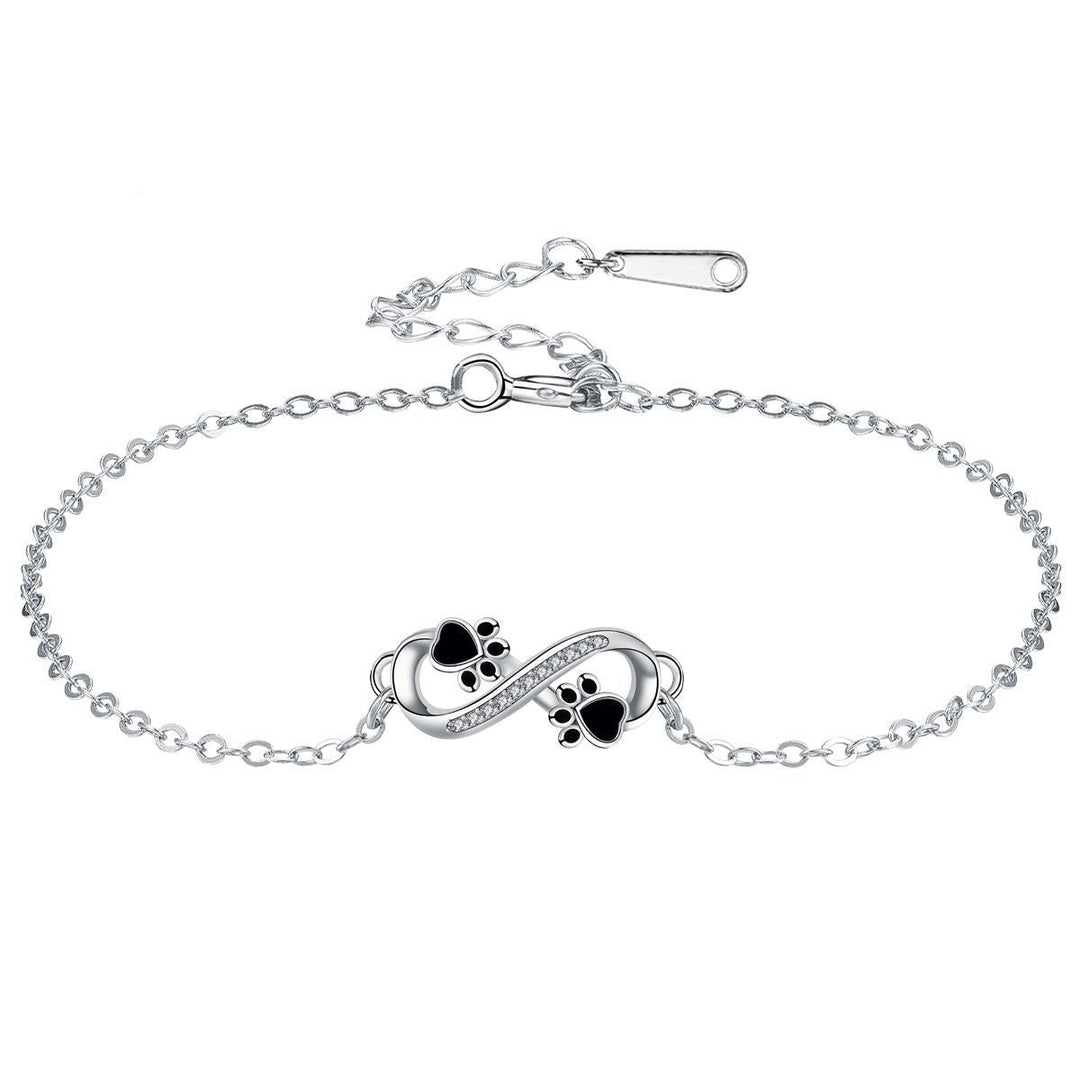 Pendentif Symbole Infini Bracelet Patte d'Animal avec Zirconia