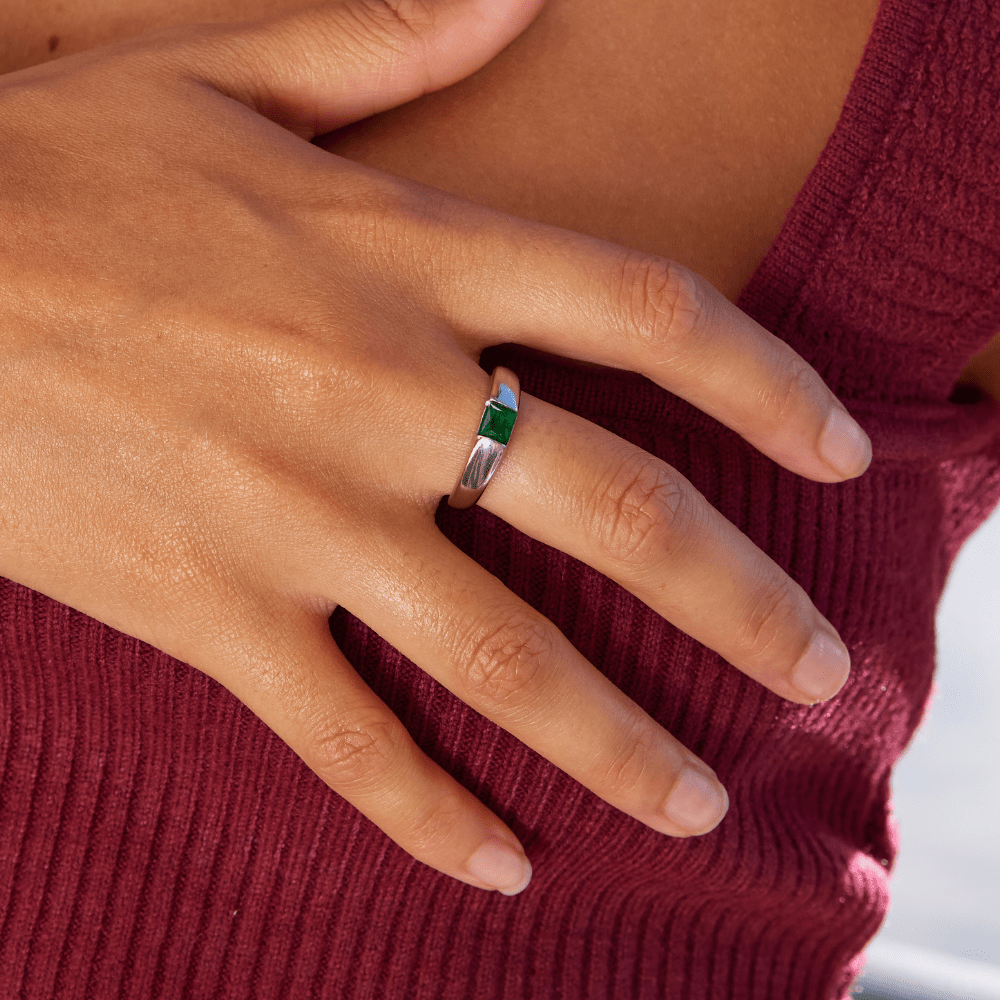 Bague en Argent Ember & Émeraude