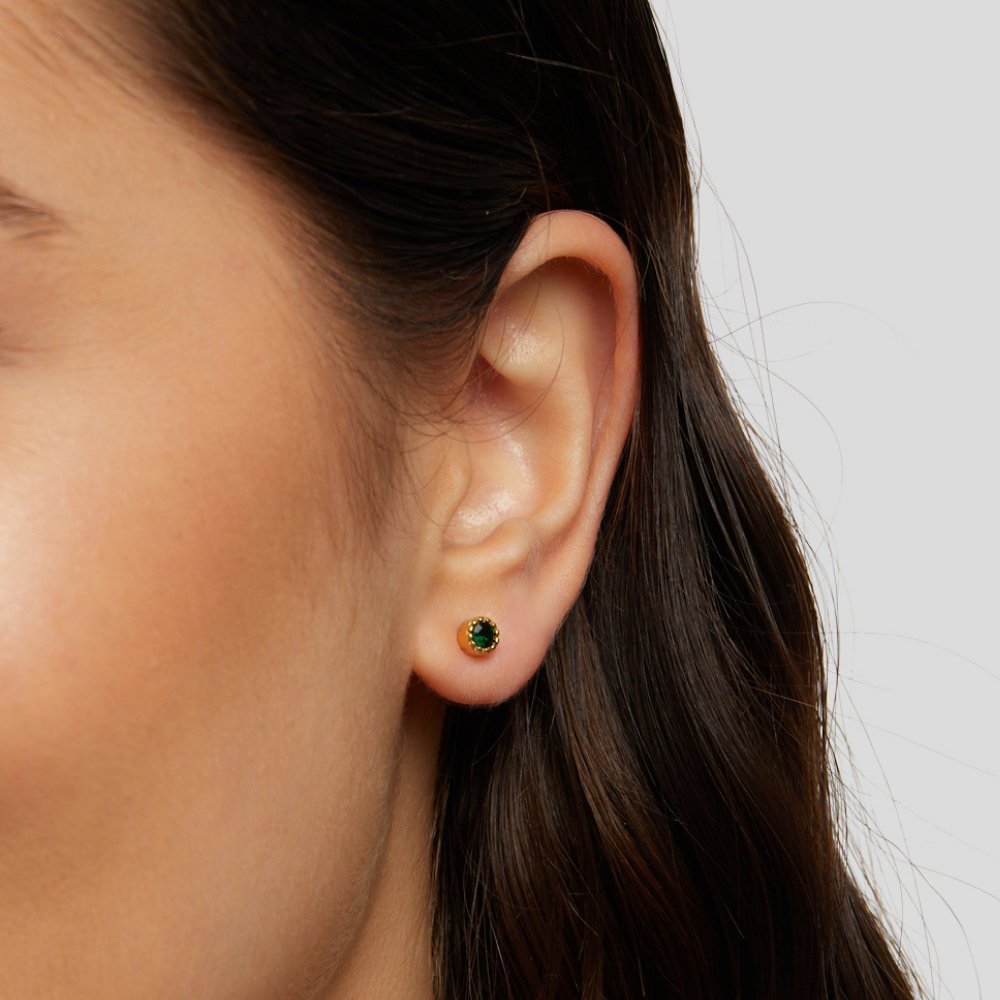 Boucles d'oreilles en acier inoxydable émeraude