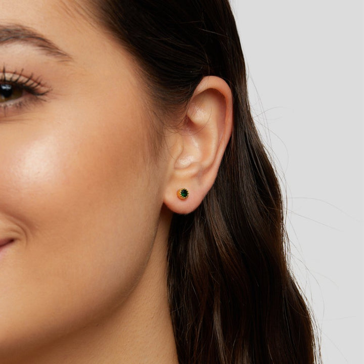 Boucles d'oreilles en acier inoxydable émeraude