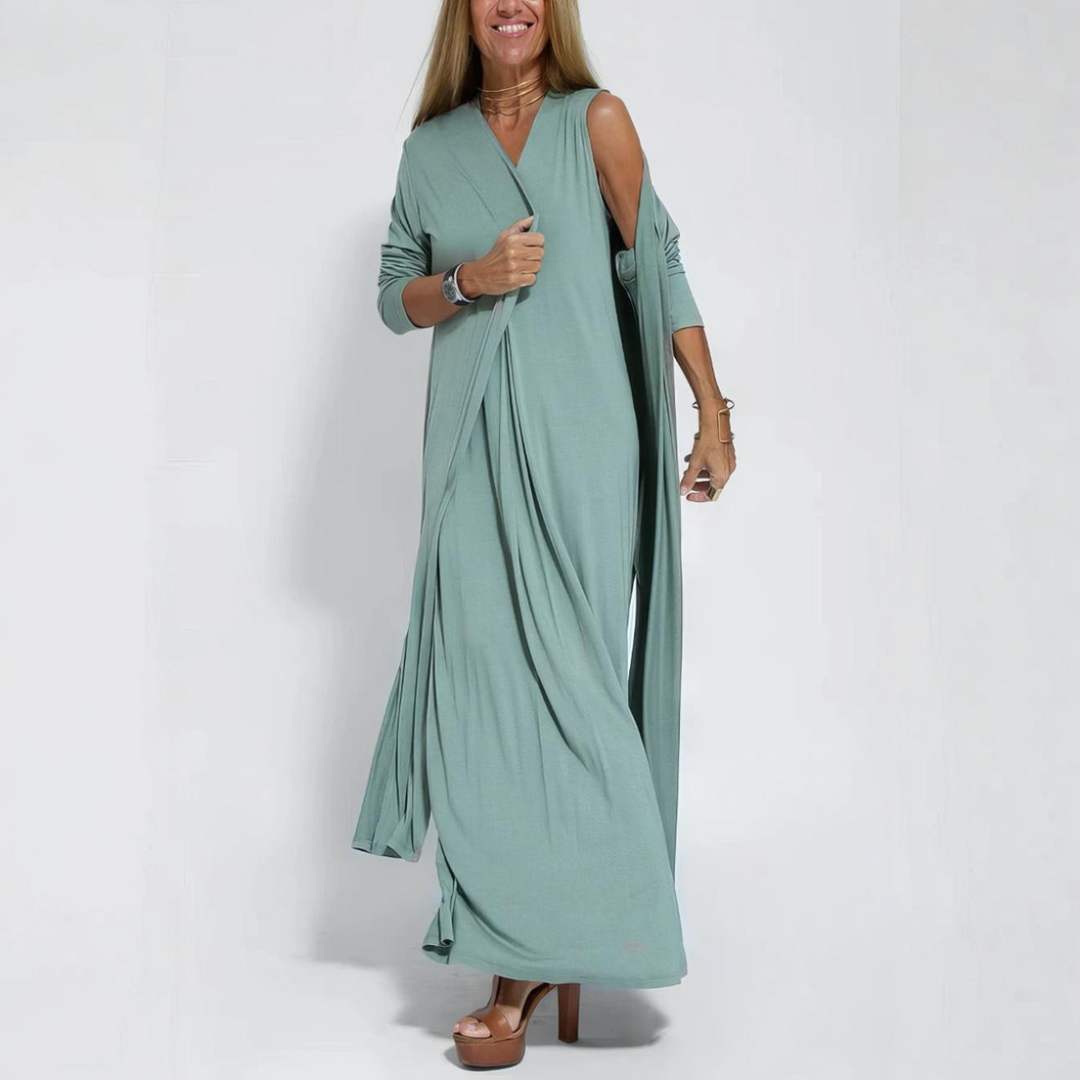 Morgane | Elegant Long Dress with Complimentary Cardigan