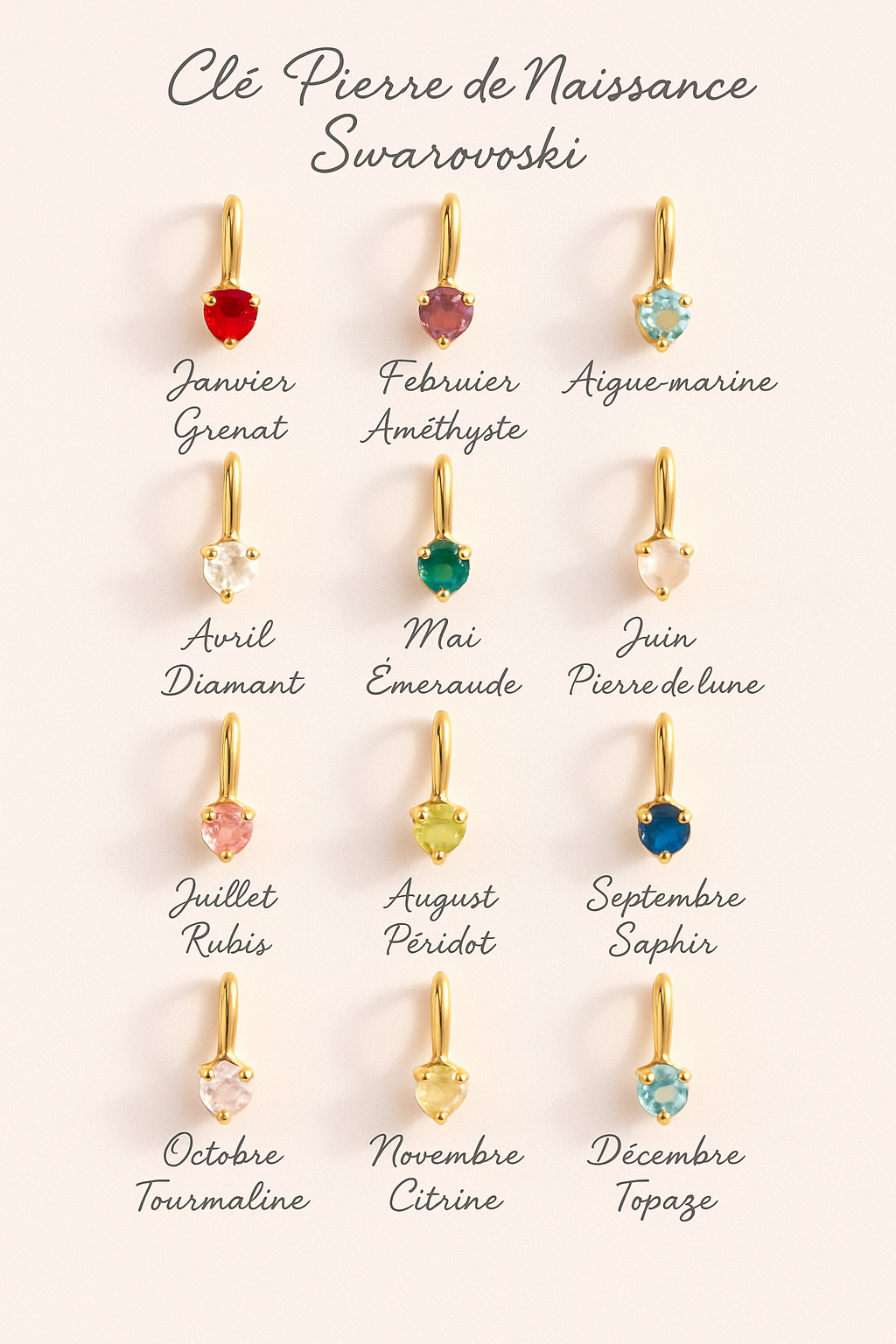 Collier Personnalisé Esme en Argent et Pierre de Naissance