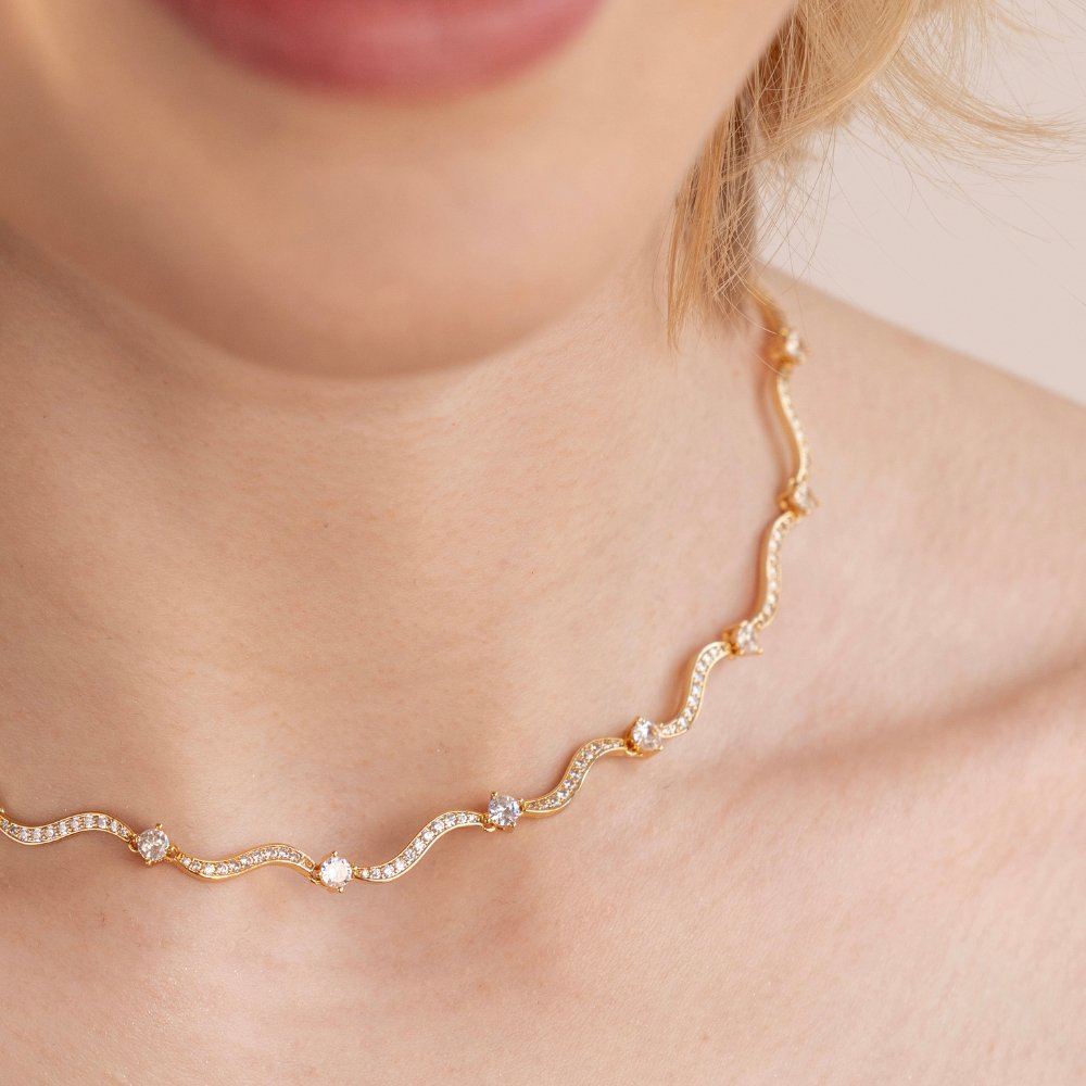 Collier en ondes de cristal Freya