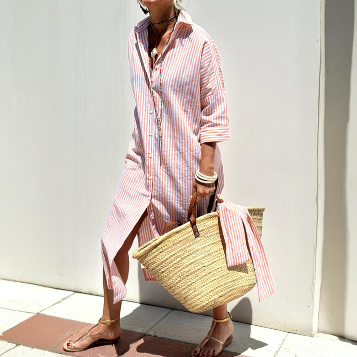 Laila | Timeless Striped Shirt Dress with Elegant Comfort