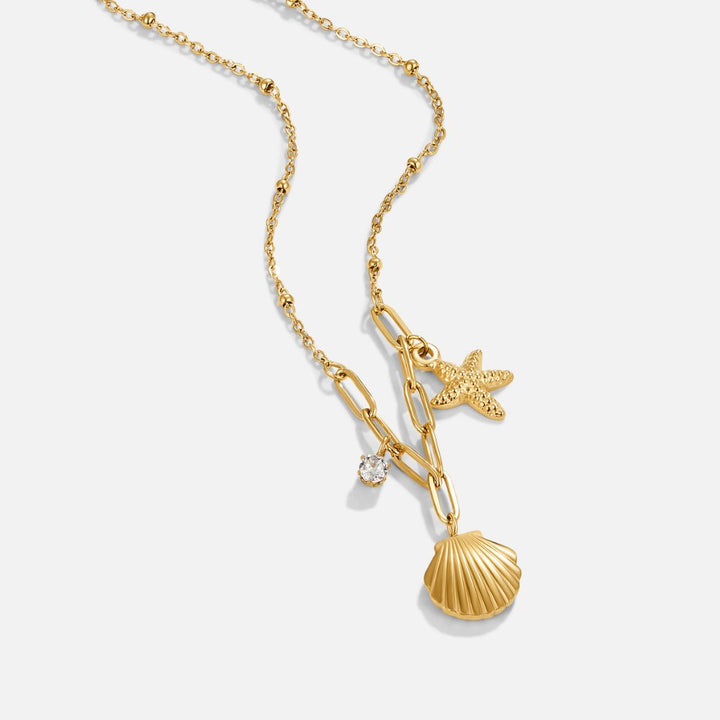 Collier en Coquillage Doré & Étoile de Mer