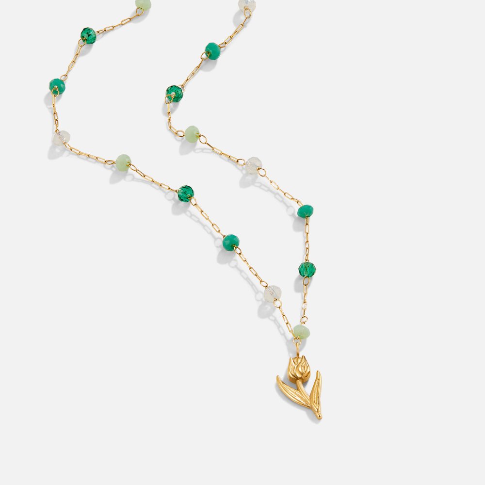 Collier en perles de tulipe dorée