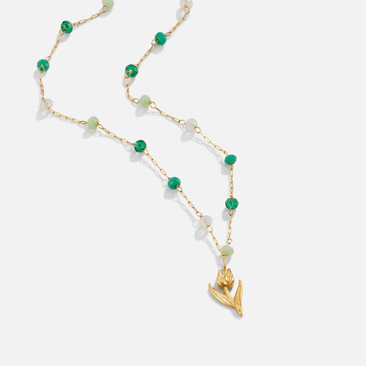 Collier en perles de tulipe dorée
