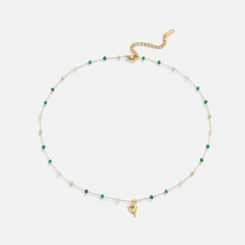 Collier en perles de tulipe dorée